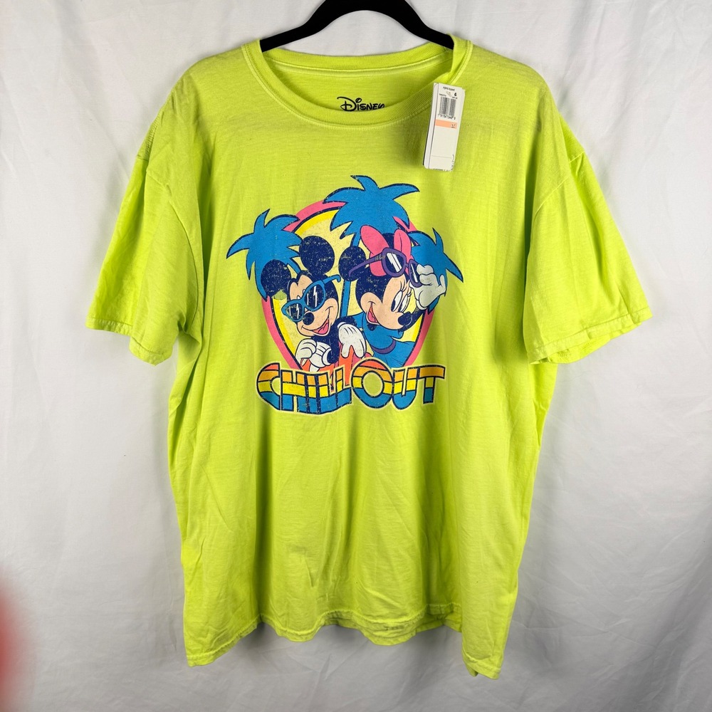 Disney Love Tribe Collab Retro Neon "Chill Out" Mickey & Minnie T-Shirt XXL‎ NWT